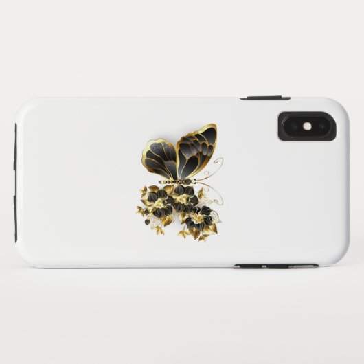 Coques Case-Mate iPhone Gold flower Butterfly with Black Orchid (Dos (Horizontal))