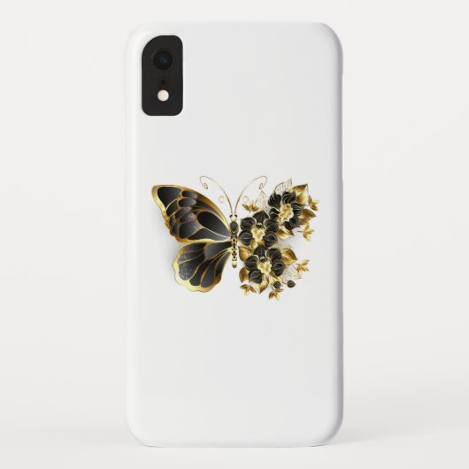 Coques Case-Mate iPhone Gold flower Butterfly with Black Orchid (Dos)