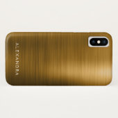 Coques Case-Mate iPhone Gold Foil Luxury Metallic Monogramme Nom (Dos (Horizontal))