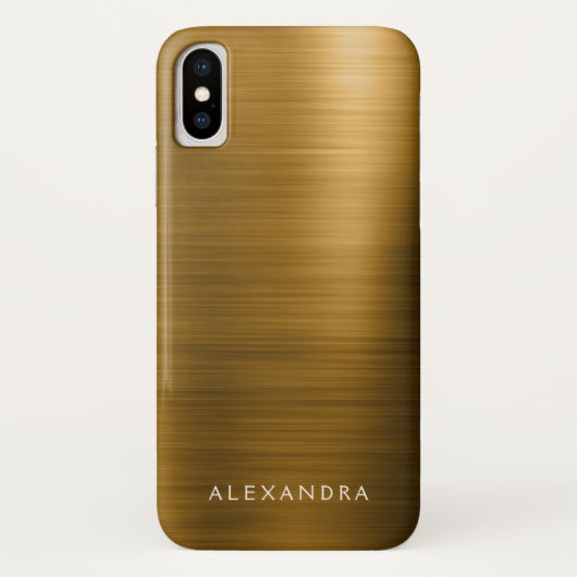 Coques Case-Mate iPhone Gold Foil Luxury Metallic Monogramme Nom (Dos)