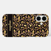 Coques Case-Mate iPhone Gold Foil On Brown Leopard Print Monogrammed (Verso (horizontal))