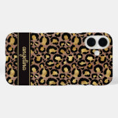 Coques Case-Mate iPhone Gold Foil On Brown Leopard Print Monogrammed (Verso (horizontal))