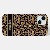 Coques Case-Mate iPhone Gold Foil On Brown Leopard Print Monogrammed (Verso (horizontal))
