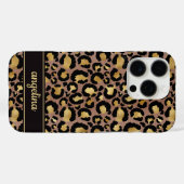 Coques Case-Mate iPhone Gold Foil On Brown Leopard Print Monogrammed (Verso (horizontal))