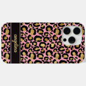 Coques Case-Mate iPhone Gold Foil On Pink Leopard Print Monogrammed (Verso (horizontal))