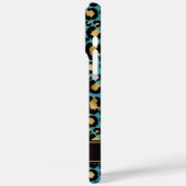Coques Case-Mate iPhone Gold Foil On Teal Leopard Print Monogrammed (Verso / Gauche)