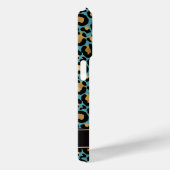 Coques Case-Mate iPhone Gold Foil On Teal Leopard Print Monogrammed (Verso / Droite)