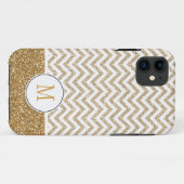 Coques Case-Mate iPhone Gold Glam Faux Parties scintillant Chevron (Dos (Horizontal))