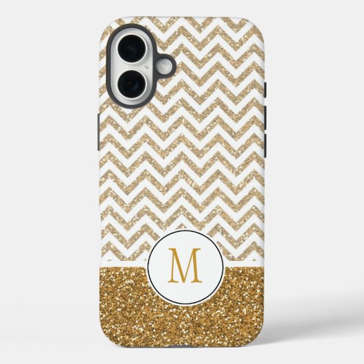 Coques Case-Mate iPhone Gold Glam Faux Parties scintillant Chevron (Verso)