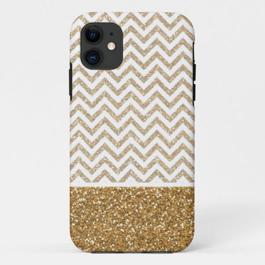 Coques Case-Mate iPhone Gold Glam Faux Parties scintillant Chevron (Dos)