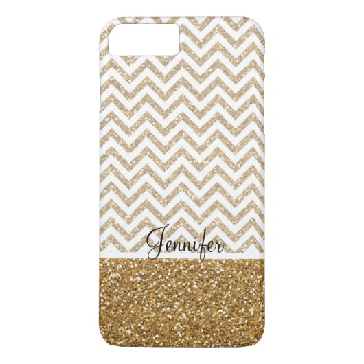Coques Case-Mate iPhone Gold Glam Faux Parties scintillant Chevron (Dos)