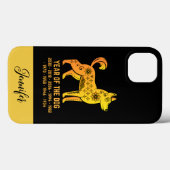 Coques Case-Mate iPhone Gold Gradient Année Du Chien Zodiac Nom Noir (Verso (horizontal))