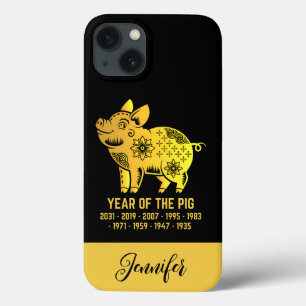 Case-Mate iPhone Case Gold Gradient Année Du Cochon Zodiac Nom Noir