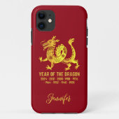 Coques Case-Mate iPhone Gold Gradient Année Du Dragon Zodiac Rouge (Dos)