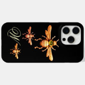 Coques Case-Mate iPhone GOLD HONEY BEES MONOGRAM Black (Verso (horizontal))