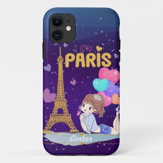 Coques Case-Mate iPhone Gold I Love Paris Tour Eiffel (Dos)
