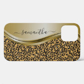 Coques Case-Mate iPhone Gold Leopard Nom manuscrit Métal (Verso (horizontal))