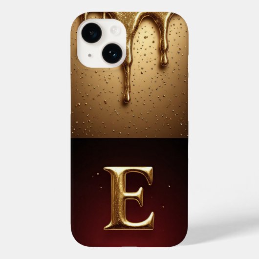 Coques Case-Mate iPhone Gold Letter E Monogram With Dripping Metall (Verso)