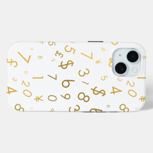 Coques Case-Mate iPhone Gold Luxury Numéros & Devise Symboles Motif (Verso (horizontal))