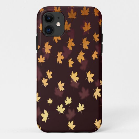 Coques Case-Mate iPhone Gold Maple Leaf on dark red (Dos)