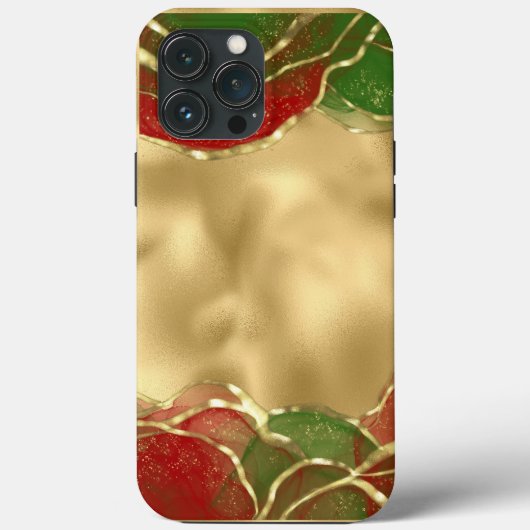 Coques Case-Mate iPhone Gold Metallic Rouge Vert Alcool Ink Holiday (Verso)