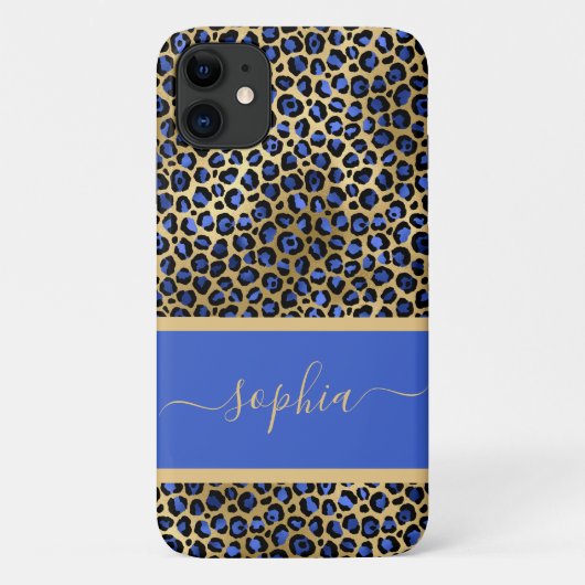 Coques Case-Mate iPhone Gold moderne et Empreinte de léopard royal personn (Dos)