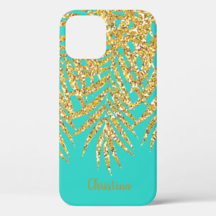 Case-Mate iPhone Case Gold Parties scintillant Palm Frond Nom Personnali