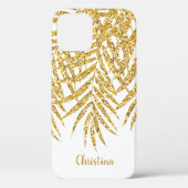 Coques Case-Mate iPhone Gold Parties scintillant Palm Fronds Nom Blanc per (Verso)