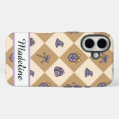 Coques Case-Mate iPhone Gold Personalized Girly Checkered (Verso (horizontal))