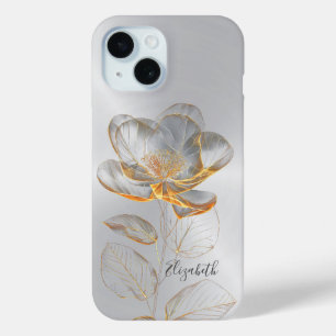 Coque Pour iPhone 15 Gold Rose Silver Ajouter un nom