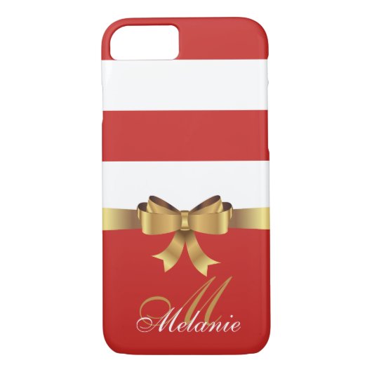 Coques Case-Mate iPhone Gold, ROUGE ET BLANC PERSONNALISÉS STRIPES BOLD (Dos)