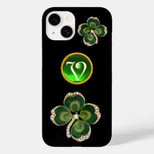 Coque Pour iPhone 14 Gold Saint Patrick Bijou Shamrock, Perles Monogram