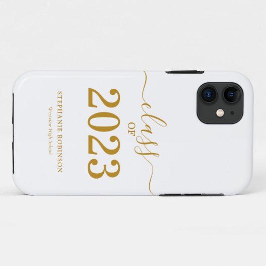 Coques Case-Mate iPhone Gold Script Class of 2023 Graduation (Dos (Horizontal))