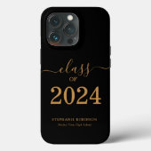 Coques Case-Mate iPhone Gold Script Class of 2024 Graduation (Verso)