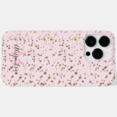 Coques Case-Mate iPhone Gold Star Confetti Blush Pink Chic (Verso (horizontal))