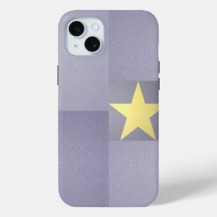 Coque iPhone 15 Mini Gold Star Excellence chic texturé Périwinkle