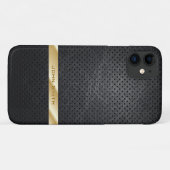 Coques Case-Mate iPhone Gold Stripe Faux Dark Grunge Métal avec nom (Dos (Horizontal))