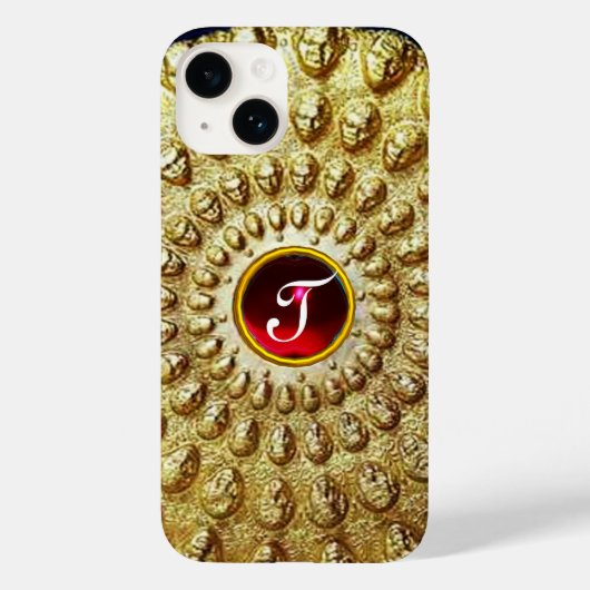 Coques Case-Mate iPhone GOLD THRACIEN DISQUE MONOGRAM Red Ruby Gem (Verso)
