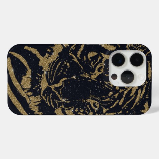 Coques Case-Mate iPhone Gold Tiger noir Design (Verso (horizontal))