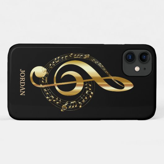 Coques Case-Mate iPhone Gold Treble Clef (Dos (Horizontal))