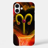 GOLD ZODIAC SIGNES ARIES, Rouges Jaunes Fractales