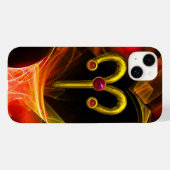 Coques Case-Mate iPhone GOLD ZODIAC SIGNES ARIES, Rouges Jaunes Fractales (Verso (horizontal))