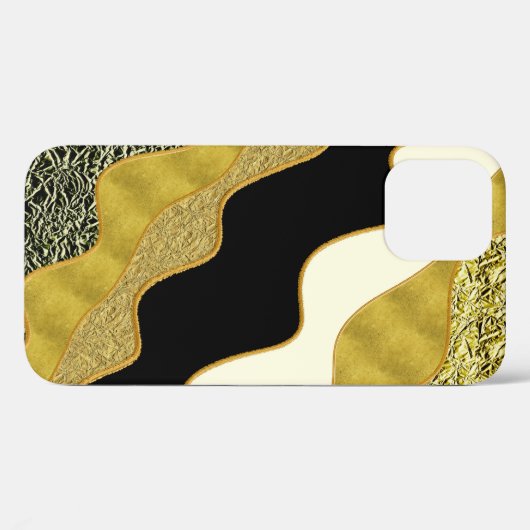 Coques Case-Mate iPhone Golden Abstrait Wave Modern Gold Glam tendance (Verso (horizontal))