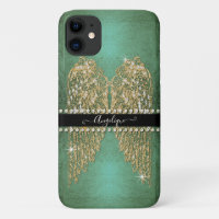 Golden Angel Wings Neo Mint Aqua Diamond Jewes