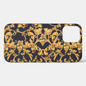 Coques Case-Mate iPhone Golden Baroque, Scroll Feuille Motif. (Verso (horizontal))