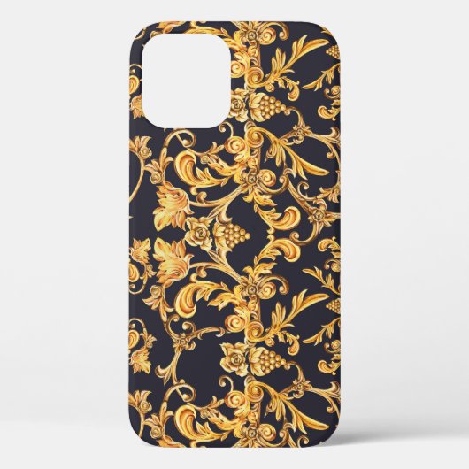 Coques Case-Mate iPhone Golden Baroque, Scroll Feuille Motif. (Verso)