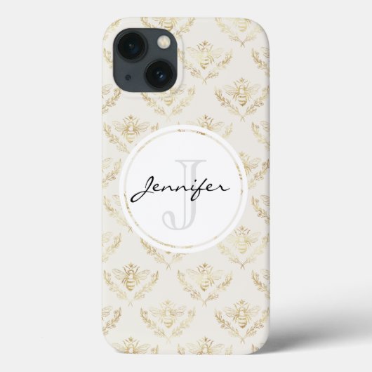Coques Case-Mate iPhone Golden Bumble Bee avec un monogramme Motif de la C (Verso)