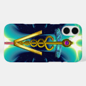 Coques Case-Mate iPhone GOLDEN CADUCEUS VETERINARY SYMBOLE / Teal Blue (Verso (horizontal))