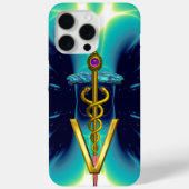 Coques Case-Mate iPhone GOLDEN CADUCEUS VETERINARY SYMBOLE / Teal Blue (Verso)