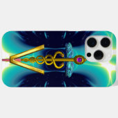 Coques Case-Mate iPhone GOLDEN CADUCEUS VETERINARY SYMBOLE / Teal Blue (Verso (horizontal))
